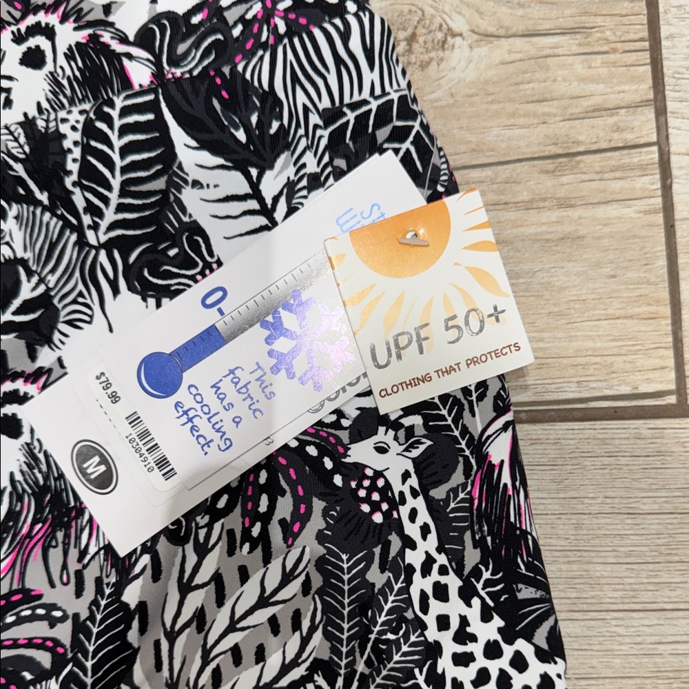 Black and White Safari Print UPF Skort with Pink Accents - Picture 3 of 5